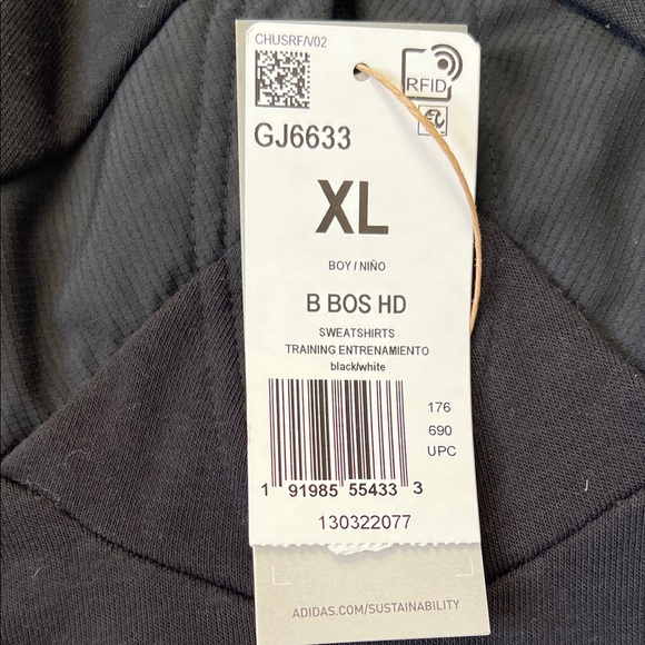 Adidas Men's Black and White Logo Hoodie - Picture 3 of 5